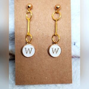 ‼️B2G1 W Initial Earrings, New